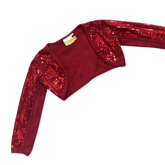 Ooh! La, La! Couture Red sequin tulle Dress & matching Shrug - Picture 7 of 9